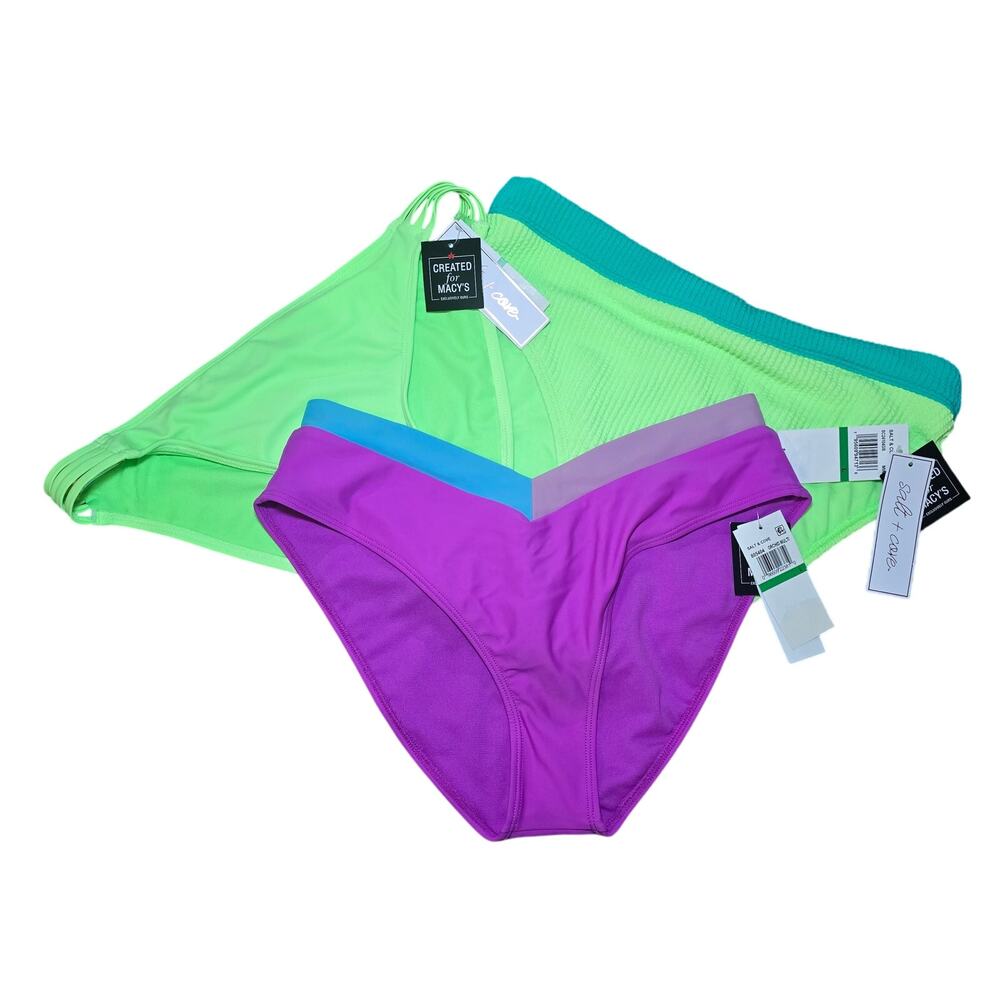 NWT Salt + Cove Juniors High Waisted‎ Swimsuit Bottom Bundle Size Large